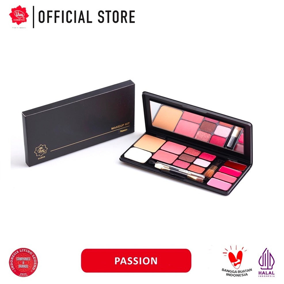 Viva Queen Make Up Kit Passion - 4 in 1 TWO WAY CAKE, BLUSH ON, EYE SHADOW & LIPSTICK (tersedia 5 koleksi warna)