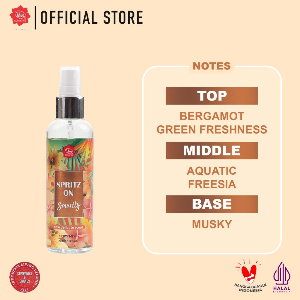 Viva Body Mist Spritz On For Women with Antibacterial Active & Moisturizer  (tersedia 4 aroma)