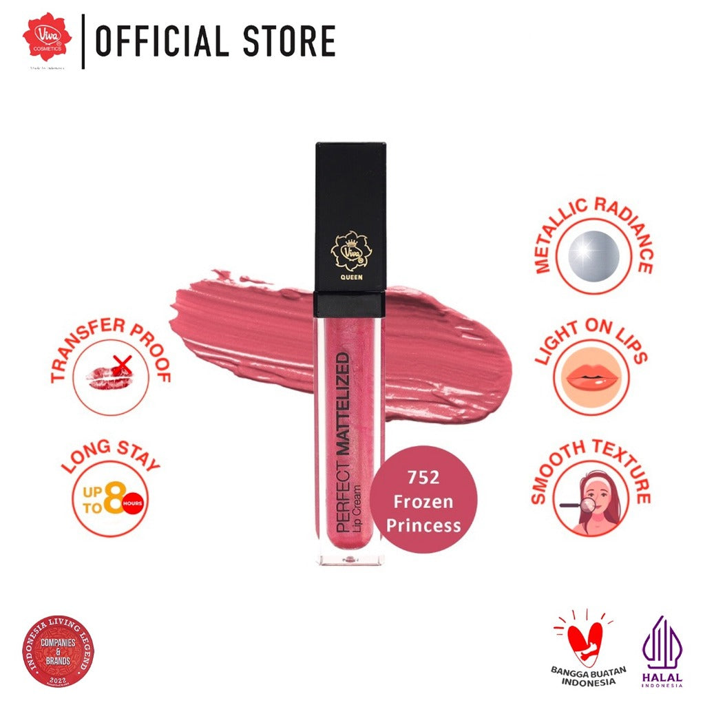 Viva Queen Perfect Mattelized Lip Cream - TRANSFER PROOF & LONG STAY with Emollient & VIT E (Tersedia 5 varian warna)