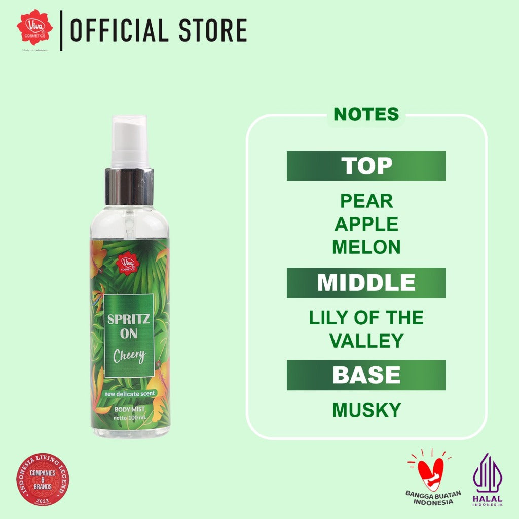 Viva Body Mist Spritz On For Women with Antibacterial Active & Moisturizer  (tersedia 4 aroma)