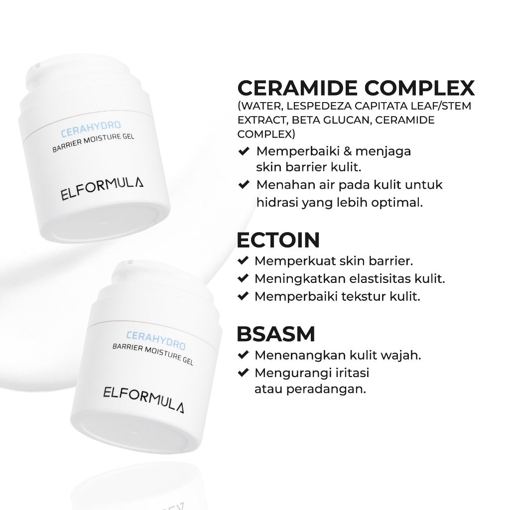 ELFORMULA Intensive Care Bundle 3in1 - Daily Gentle Low pH Facial Cleanser + Intensive Peeling Solution + CeraHydro Barrier Repair Moisture Gel