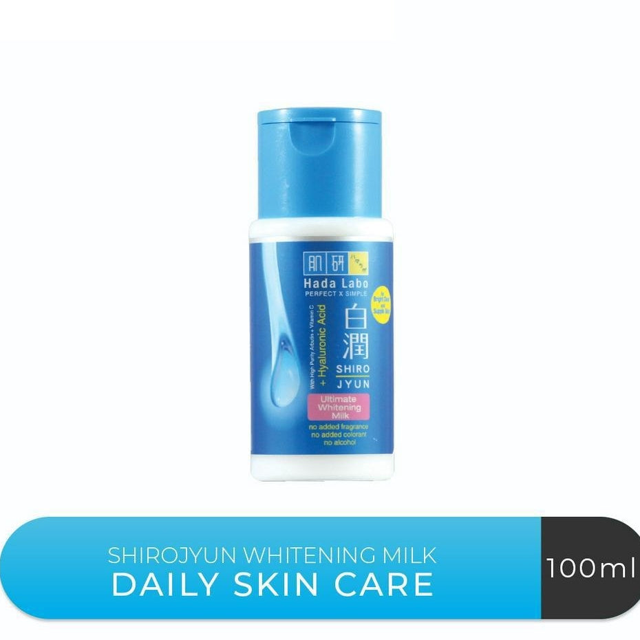 Hada Labo Shirojyun Ultimate Whitening Milk 100ml (Biru Terang Strip Pink)
