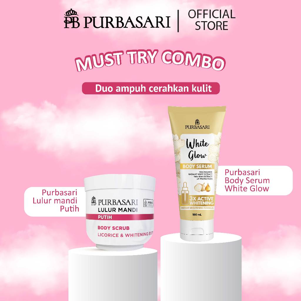 [BUNDLE HEMAT] Purbasari White Glow Body Serum 180ml + Purbasari Lulur Mandi Putih 200g