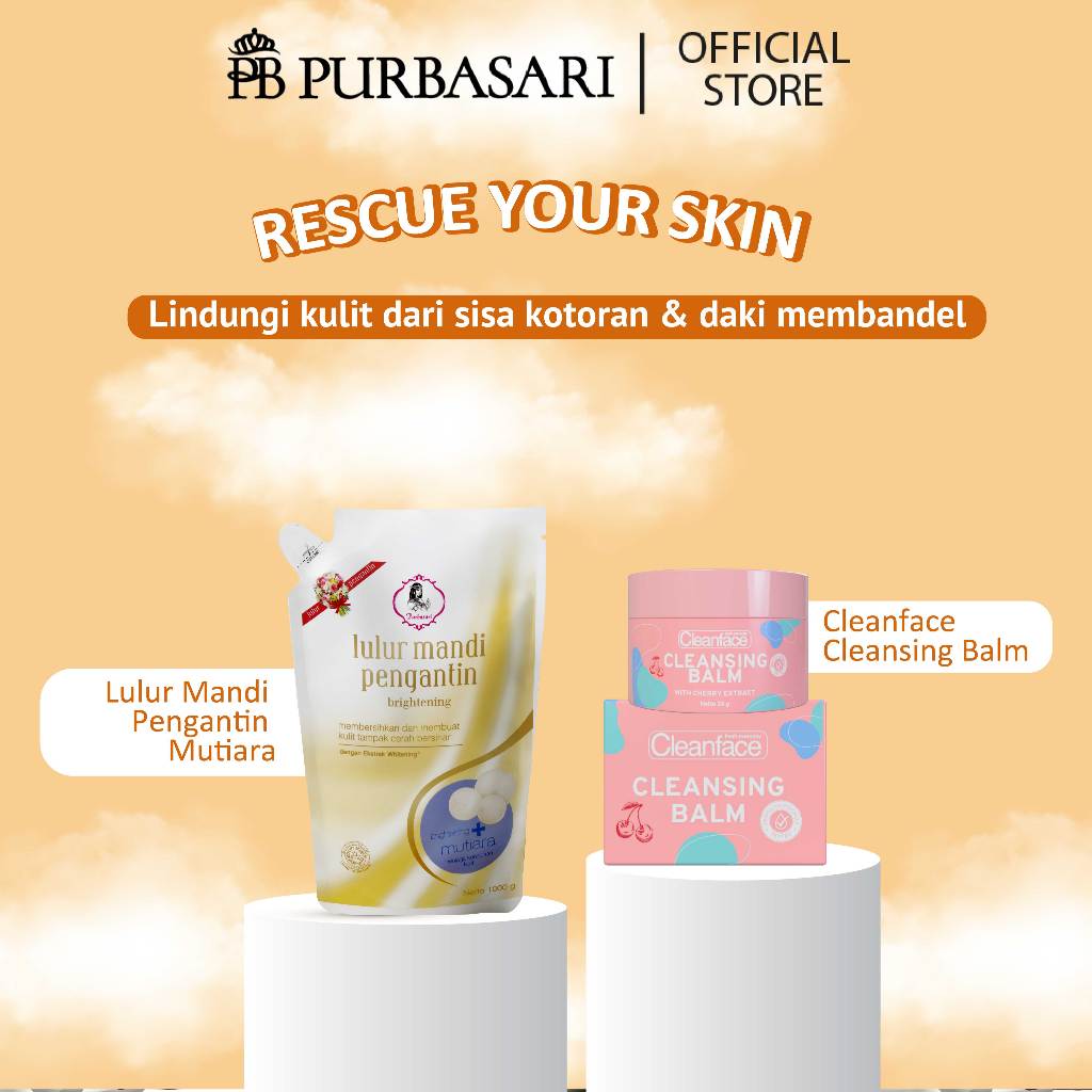 [ISI 2PCS] Purbasari Lulur Mandi Pengantin 1kg + Cleanface Cleansing Balm 25g
