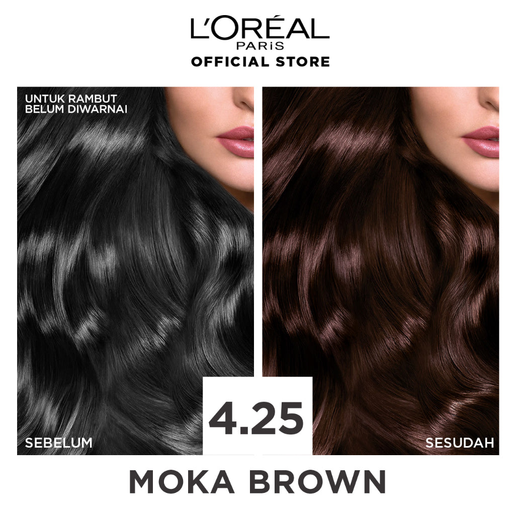 (PAKET HEMAT ISI 2) L'Oreal Paris Excellence Creme Triple Care Hair Color 4.25 Moka Brown (Cat / Pewarna Rambut)
