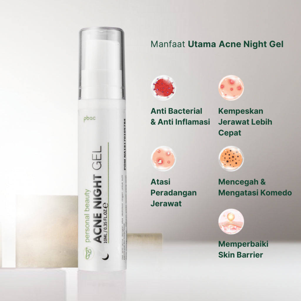 Personal Beauty Acne Night Gel Terapi Peradangan Jerawat Anti Bacterial Exfoliating