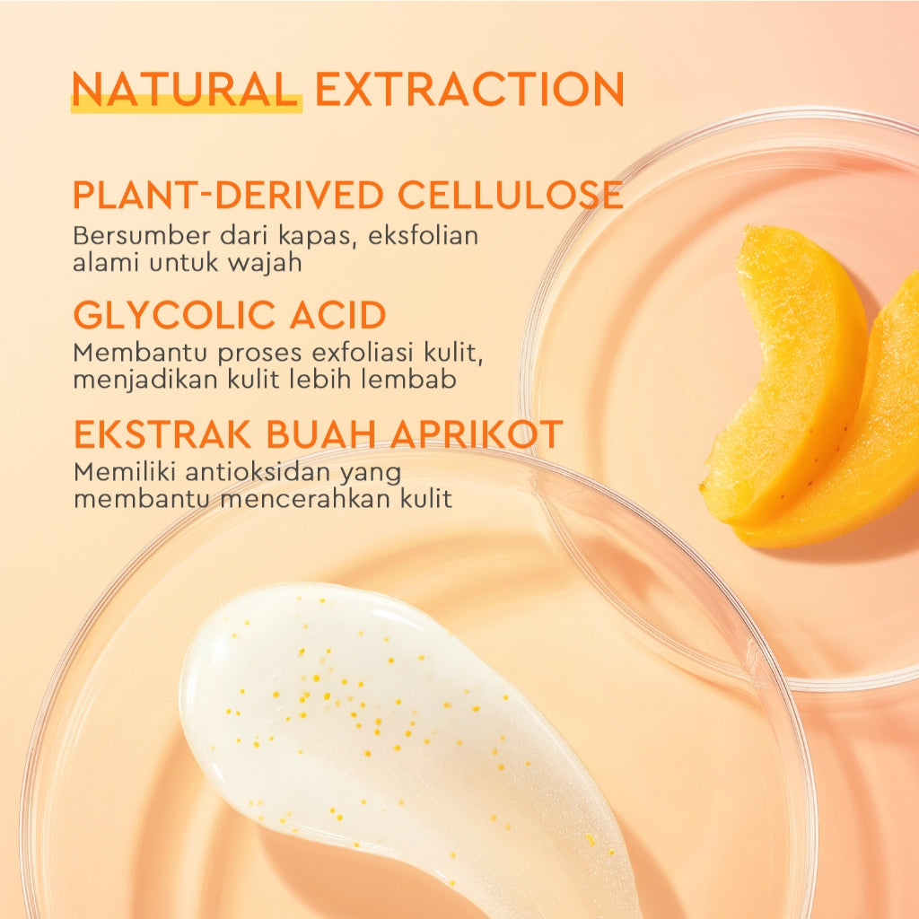 Glad2Glow peeling gel Apricot Glycolic Acid Exfo Smooth Eksfoliasi peeling produk yang mampu mengangkat sel kulit mati  Komedo Kotoran Scrub Wajah Extract g2glow official store