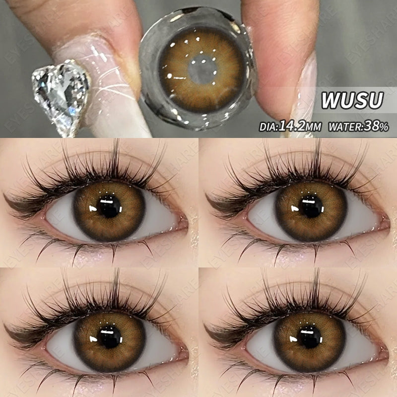 Eyeshare Softlens Wusu Black Brown Warna 14.2MM Lensa Kontak Natural Softlen