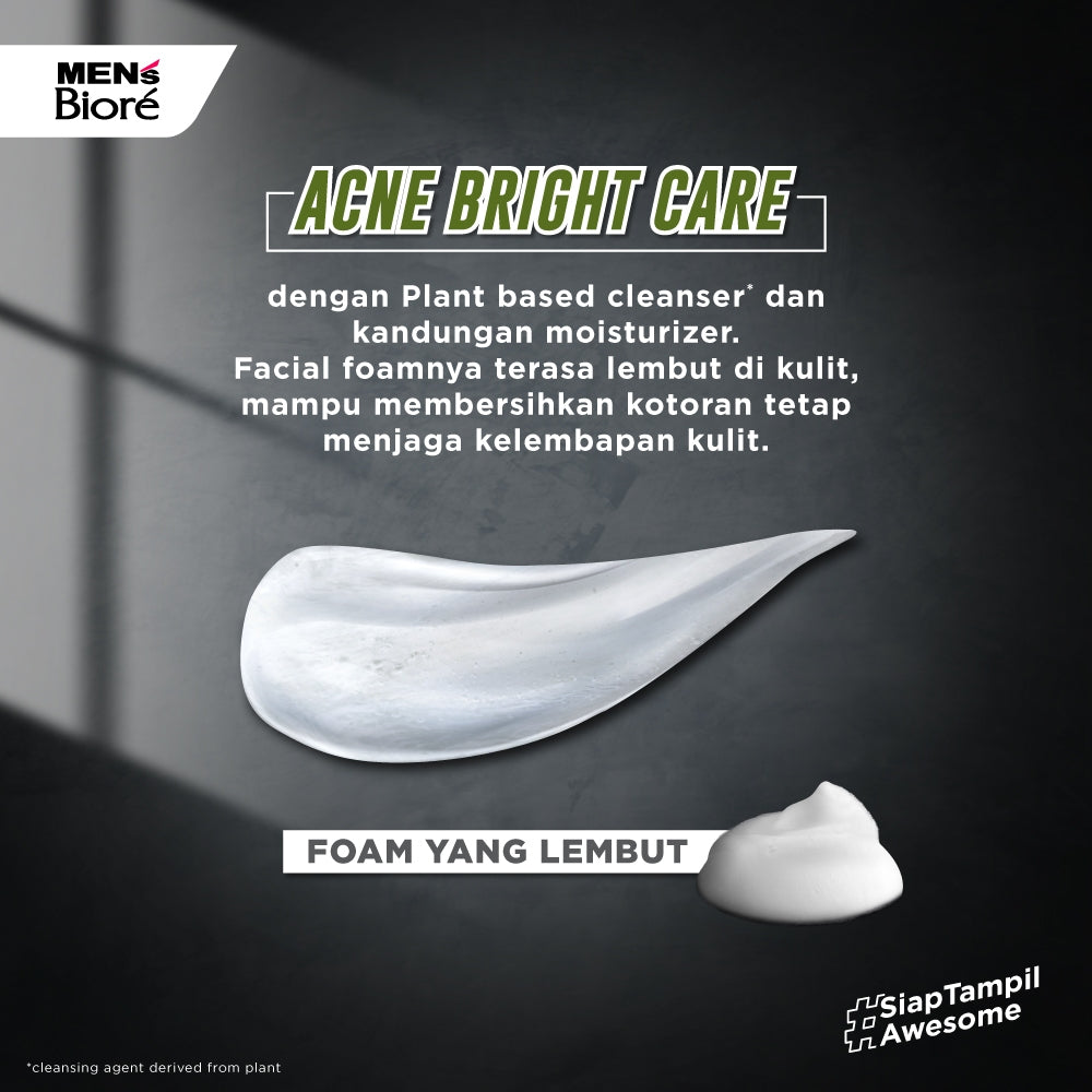 Men's Biore Non Scrub Sabun Muka Pria Untuk Kulit Berjerawat Acne Skincare Tea Tree Oil 100 gr - Facial Wash