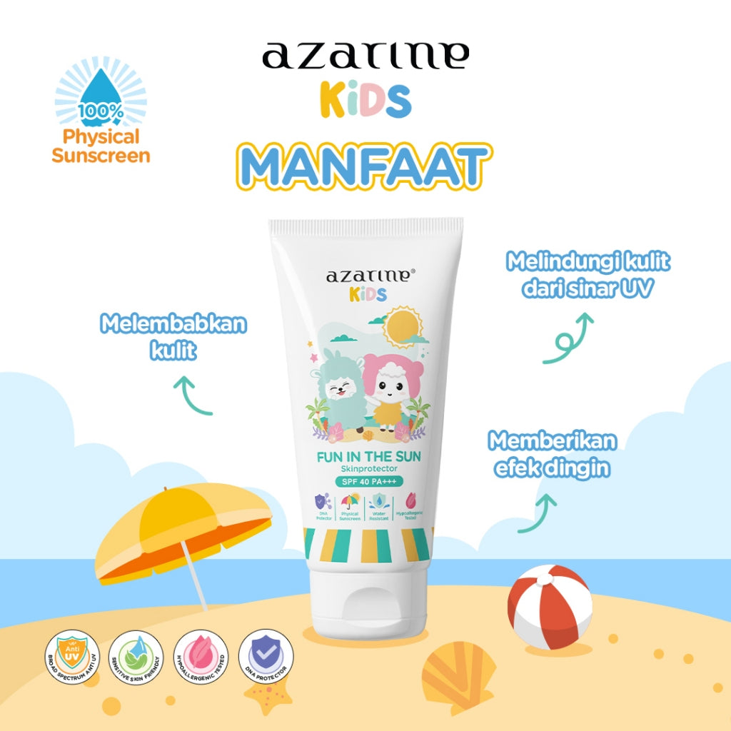 Azarine Kids Fun In The Sun Skin Protector Sunscreen SPF 40 PA+++ 40ml [LOLOS UJI INVIVO INVITRO] sunscreen baby kids kulit sensitif kulit normal all skin types