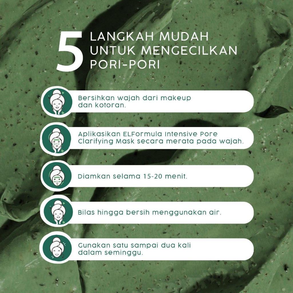 ELFORMULA Intensive Pore Clarifying Mugwort Mask - Clay Mask Mud Mask Acne Pembersih Pori-pori Pores Eksfoliasi Wash Off Masker Wajah Glowing Claymask Komedo Kulit Jerawat Sensitif