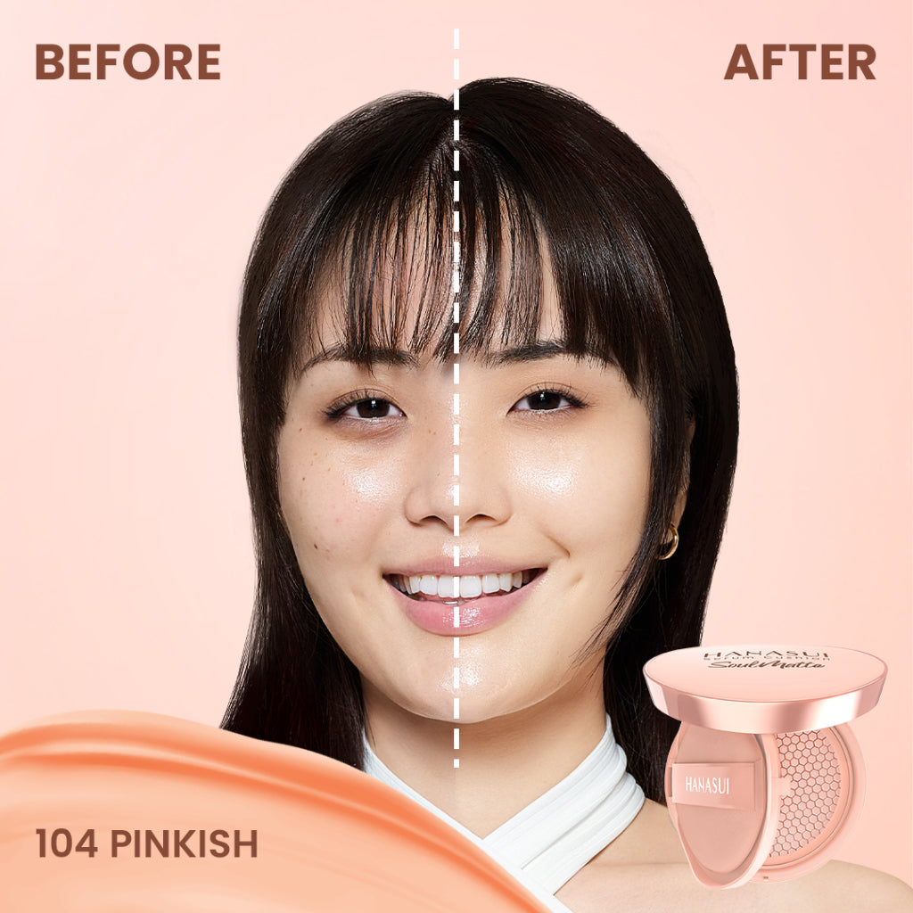 Hanasui Serum Cushion Soulmatte - Matte Finish UVA & UVB Protection Perfect Coverage Menyamarkan Pori-Pori Garis Halus Noda Wajah