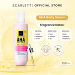 SCARLETT Intense Brightening AHA Body Serum 250ml | 5% AHA BHA PHA Mencerahkan Meratakan Warna Kulit Melembutkan Chicken Skin | Solusi untuk Kulit Belang
