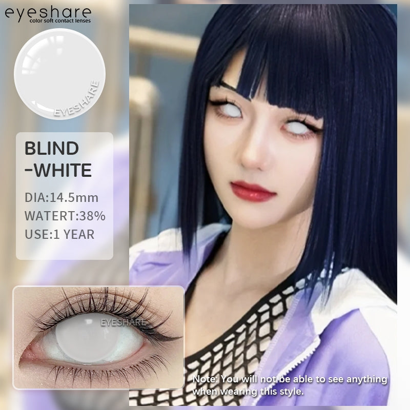 Eyeshare Softlens 14.5MM 1Pasang Lensa Kontak Putih Buta Putih Cosplay Mata Halloween Softlen