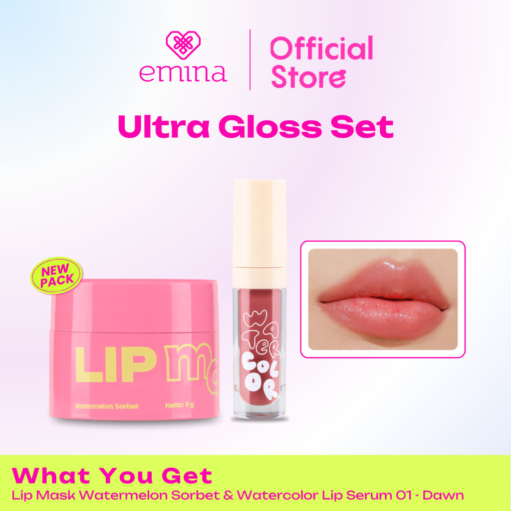 Emina Skin & Lip Care Package #hellohealthyskin (Lip Mask. Lip Scrub, & Sleeping Mask) - Paket Perawatan Bibir dan Kulit Sehat