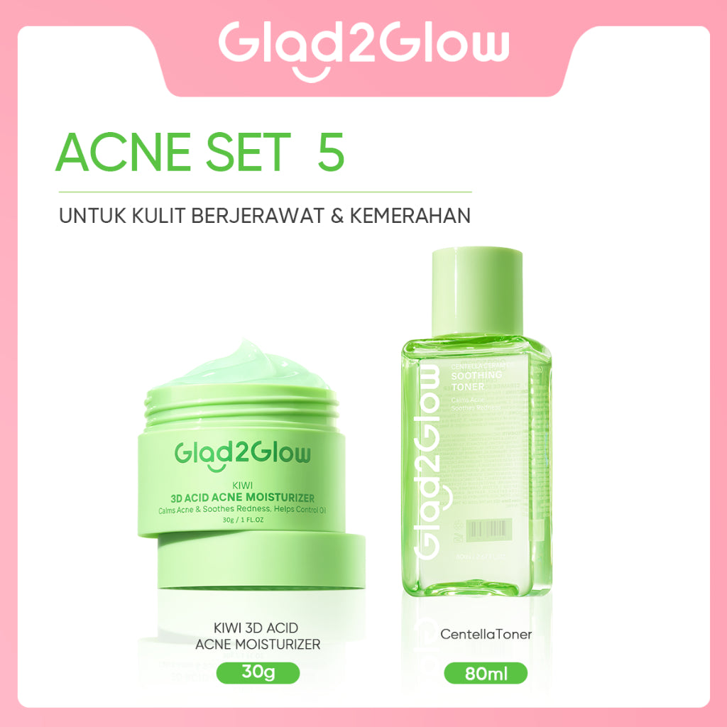 GLAD2GLOW Kiwi 3D Acid Acne Moisturizer Pelembab Wajah Jerawat Mencerahkan Pencerah Wajah&Penuaan Hilangkan Flek & Tenangkan Kulit Skincare Pelembab Esensi Wajah Perawatan Kulit Pelembab Wajah Pembersih day cream tone up g2g official store