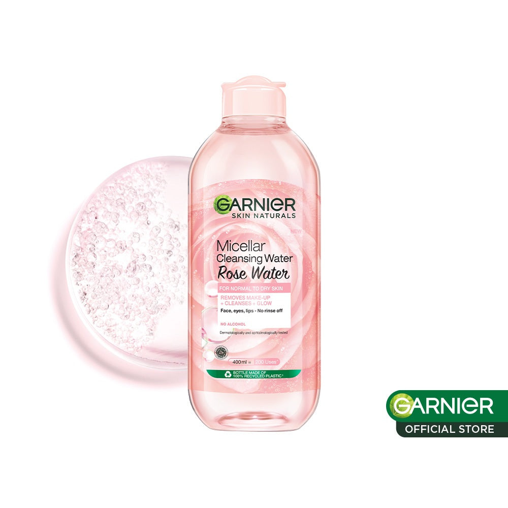 GARNIER Micellar Water Rose Skincare 400ml Skincare Cleansing - Pembersih Wajah & Make up Waterproof Air Mawar Cocok untuk semua jenis kulit Micellar Cleansing Water