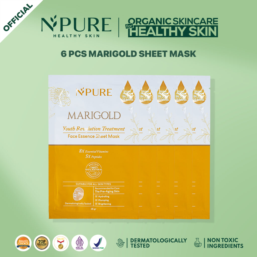 NPURE 6 pcs Sheet Mask Cica/Noni/Marigold/Licorice