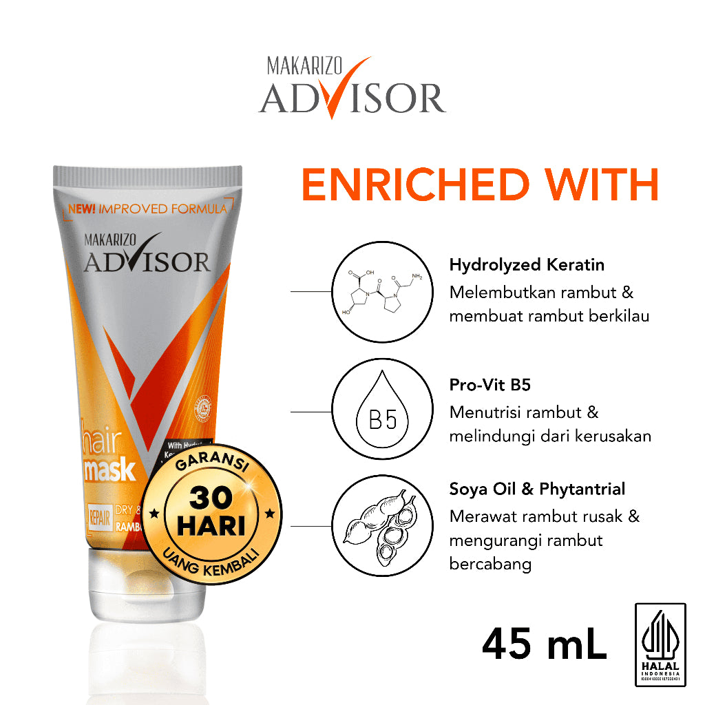 Makarizo Advisor Hair Repair Mask 45 mL & 100 mL - Masker Rambut / Hair Mask / Rambut Lembut