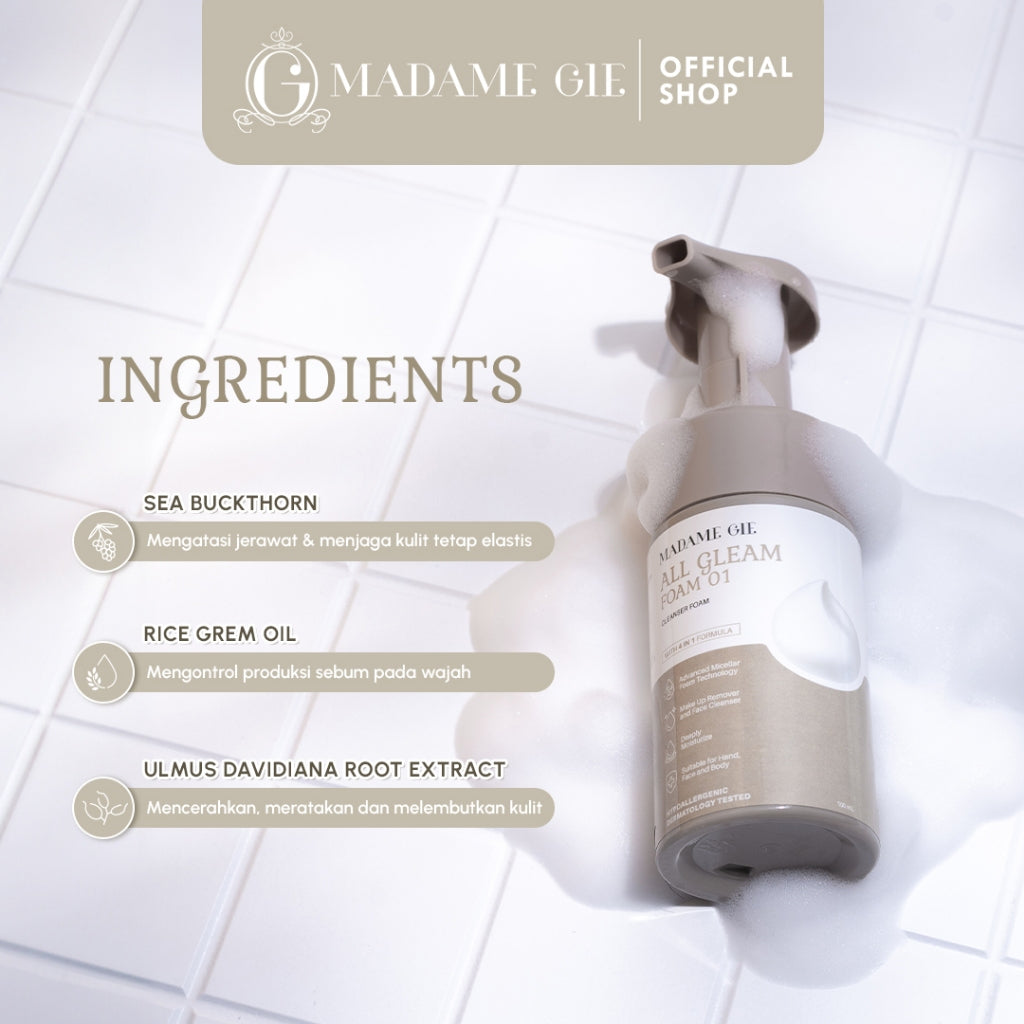 [BELI 1 GRATIS 1] Madame Gie 4 in 1 All Gleam Foam - Facial Wash MakeUp Remover