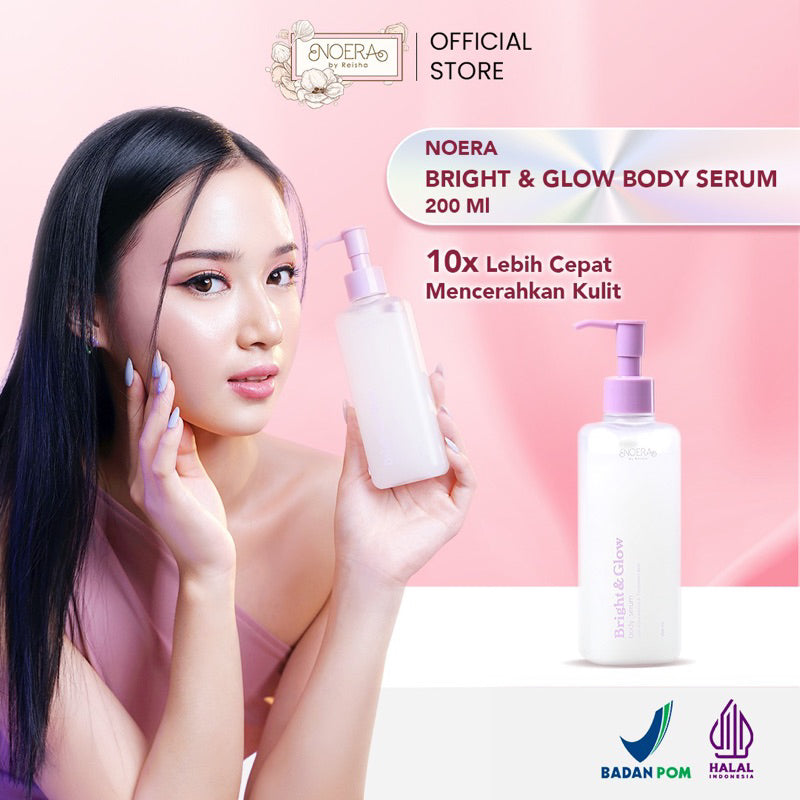 Noera Bright & Glow Body Serum | Body Serum Whitening | 10x Extra Whitening Booster | HB Anggur | Pemutih Badan