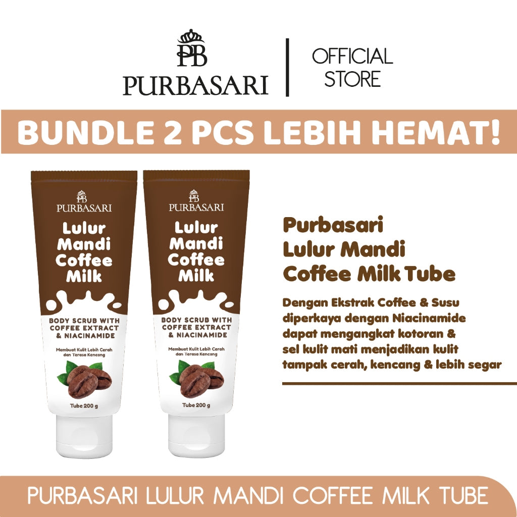 Purbasari Lulur Mandi Coffee Milk Tube 200gr - Kulit Kering Scrub Tubuh Melembutkan