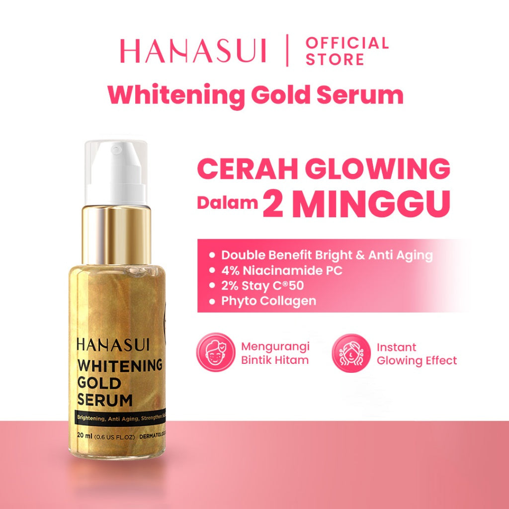 Hanasui Whitening Gold Serum - Cerah & Glowing Kurangi Bintik Hitam & Lawan Tanda Penuaan 4% Niacinamide & 2% Vitamin C