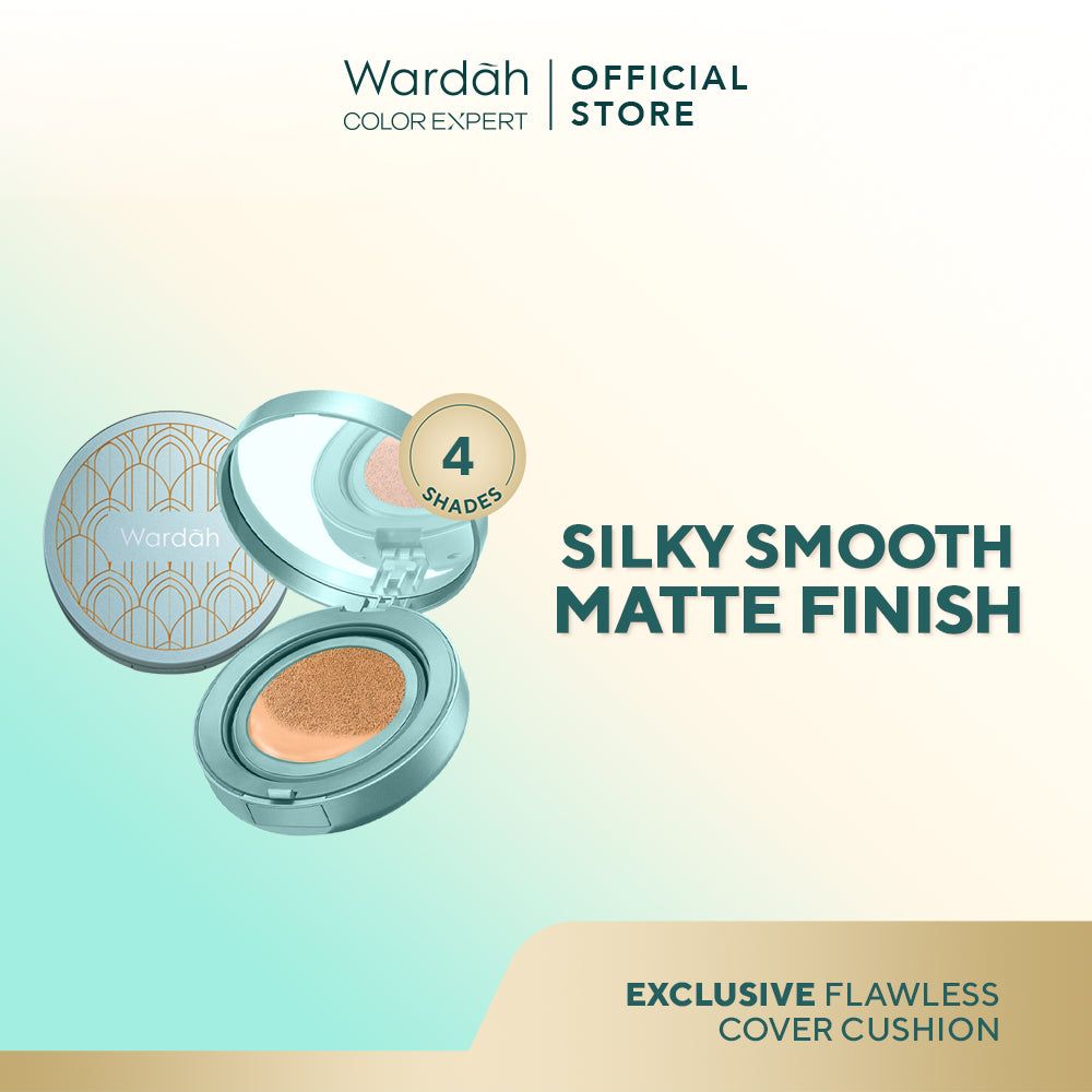 WARDAH Exclusive Flawless Cover Cushion - Alas Bedak dengan Hasil Matte Flawless dan Tahan Lama Hingga 10 Jam - Dilengkapi SPF 30 PA+++ - Dapat Menutupi Bekas Jerawat - Makeup