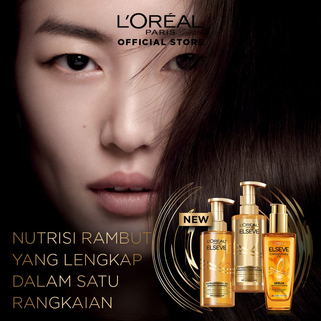 L’Oreal Paris Extraordinary Oil Premium Smooth Silicon-Free Shampoo Hair Care - Halus Berkilau dalam Satu Pemakaian - Bebas Silikon 440ml Rambut Kering Kusam Shampoo Sampo