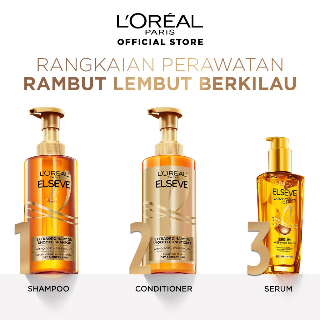 L’Oreal Paris Extraordinary Oil Premium Smooth Nourishing Conditioner Hair Care - Halus Berkilau dalam Satu Pemakaian 440ml Rambut Kering Kusam Conditioner Kondisioner Conditioner rambut