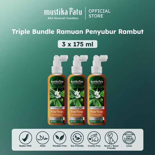 Mustika Ratu Triple Bundle Ramuan Penyubur Rambut 175ml Hair Tonic
