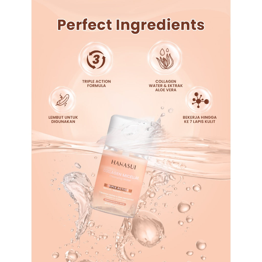 Hanasui Collagen Micellar Cleansing Water - Pembersih Wajah Make Up Remover Cleansing Water dan Melembapkan Wajah