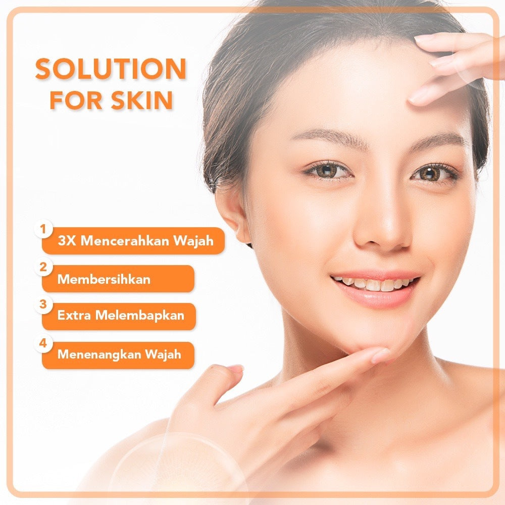 NUFACE Nu Glow Brighten & Supple Skin + Retinol 5 IN 1 Package / Indonesia Paket Wajah 5 Pcs / Facial Wash / Toner Serum / Day Night Cream / Mask / Sunscreen / Moisturizer / Scrub Peeling / Masker / Brightening / Mencerahkan Kulit Wajah Face / Bundle Set