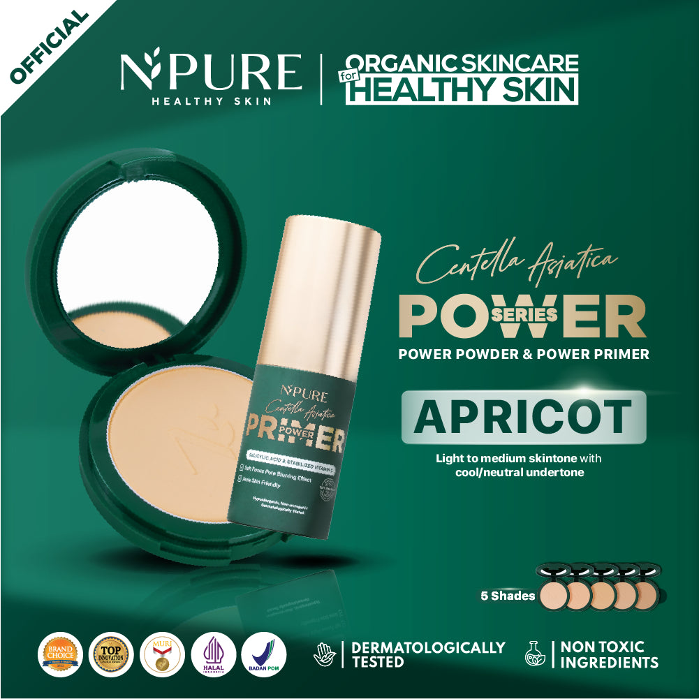 Bundle Power Series - NPURE Power Powder + Power Primer / Compact powder / Primer Serum / primer make up / Bedak padat / bedak kulit berjerawat