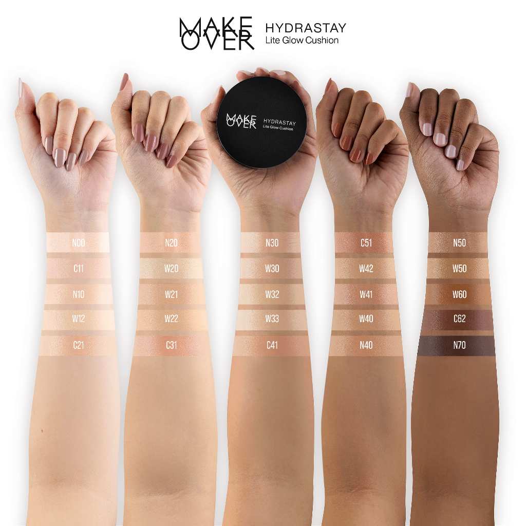 MAKE OVER Hydrastay Lite Glow Cushion 15 g - Cushion atau Foundation Compact untuk Dry Skin atau Kulit Kering BEST SELLER High Coverage Concealer Foundation Make Up Makeup