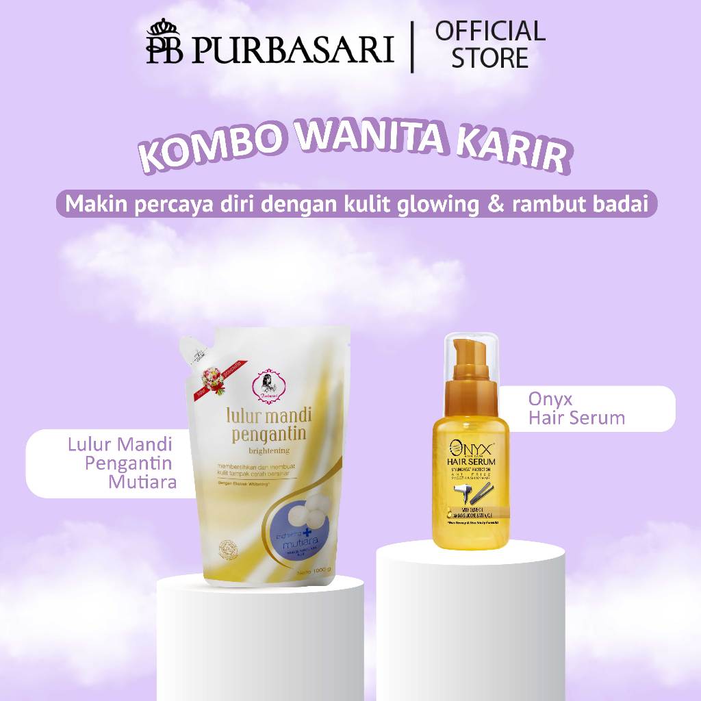 [ISI 2PCS] Purbasari Lulur Pengantin 1kg + Onyx Hair Serum 65ml | Serum Perawatan Rambut