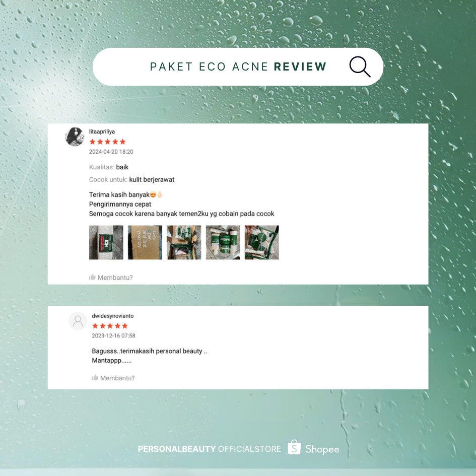 PERSONAL BEAUTY Skincare Set ECO Acne | Perawatan Wajah Berjerawat & Beruntusan - (Tea Tree Oil, Aloe Vera, Niacinamide, Salicylic Acid, Oil Control, Bekas Jerawat)