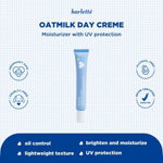 Harlette Oatmilk Day Creme | Sensitive, Acne Prone, Niacinamide, Pelembab Wajah, Moisturizer, Vitamin B3, SPF 15, Sunscreen, Mencerahkan