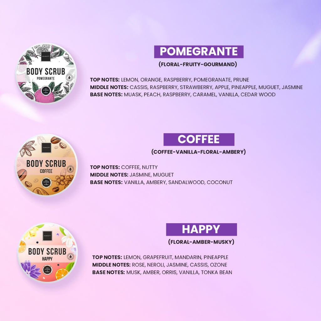 SCARLETT Body Scrub 250ml | Membantu Mengeksfoliasi Melembutkan Mencerahkan Kulit Mengangkat Sel Kulit Mati | Kulit Cerah Sehat dengan Wangi Mewah