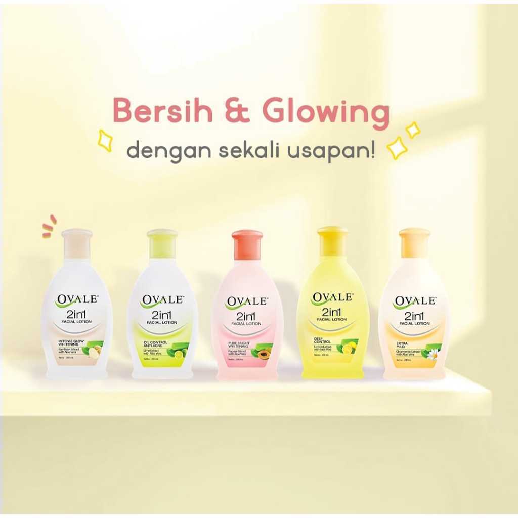 OVALE 2in1 Facial Lotion Bengkuang / Lemon / Anti Acne / 60ml 100ml 200ml - Pembersih Wajah Sekali Usap/HenecoBeauty