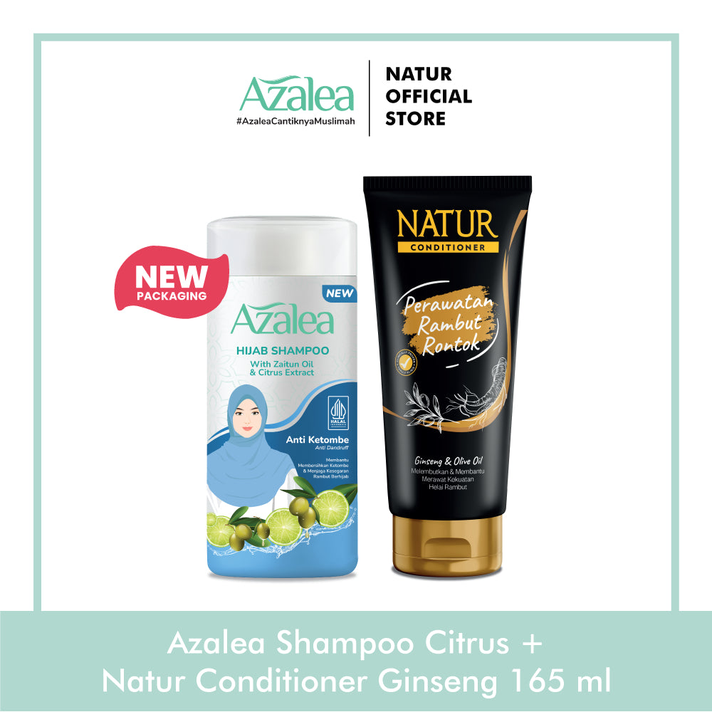 Azalea Shampoo Citrus Extract 180 ml & Natur Conditioner 165 ml - Paket Sampo Anti Ketombe dan Kondisioner