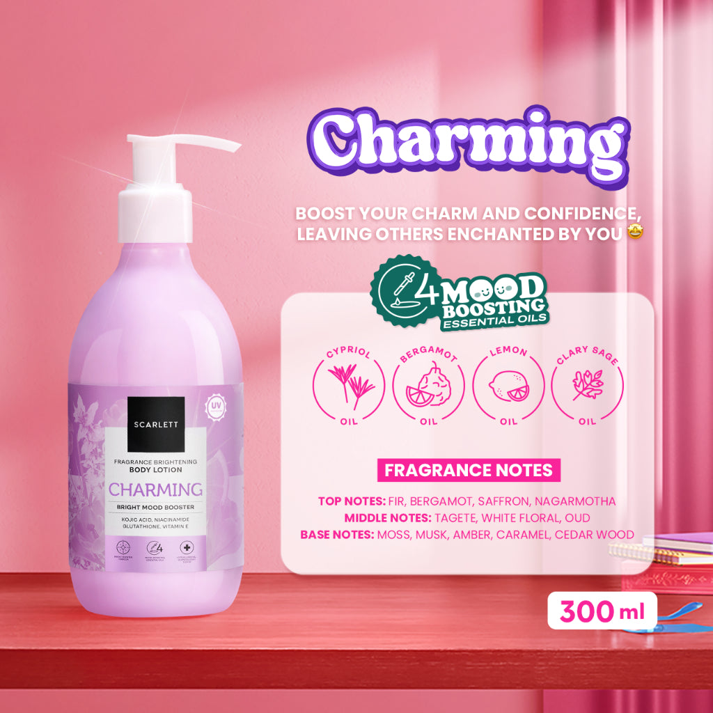 Scarlett Whitening New! Fragrance Brightening Body Lotion Bright Mood Booster Charming