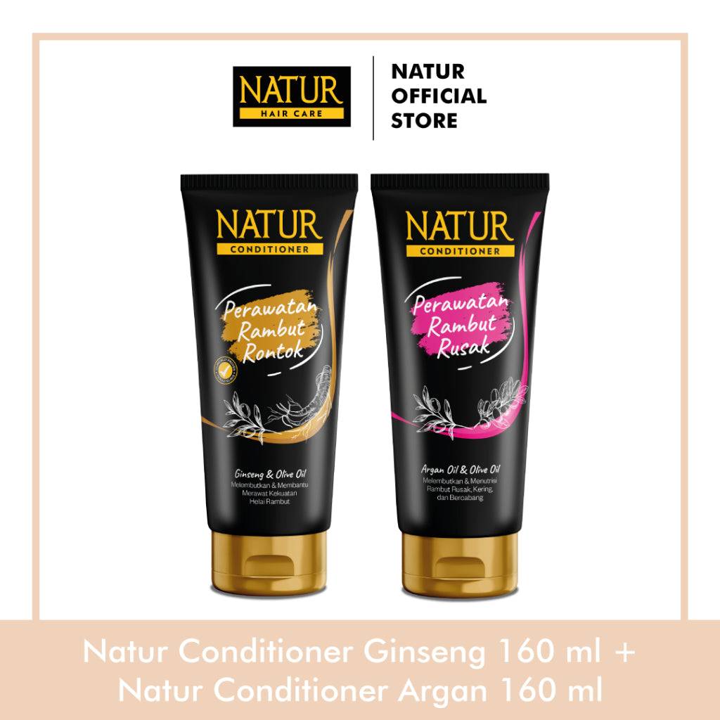 Natur Twinpack Conditioner 160 ml - Kondisioner Kekuatan Helai Rambut Rontok / Anti Hair Fall / Menguatkan Akar Rambut