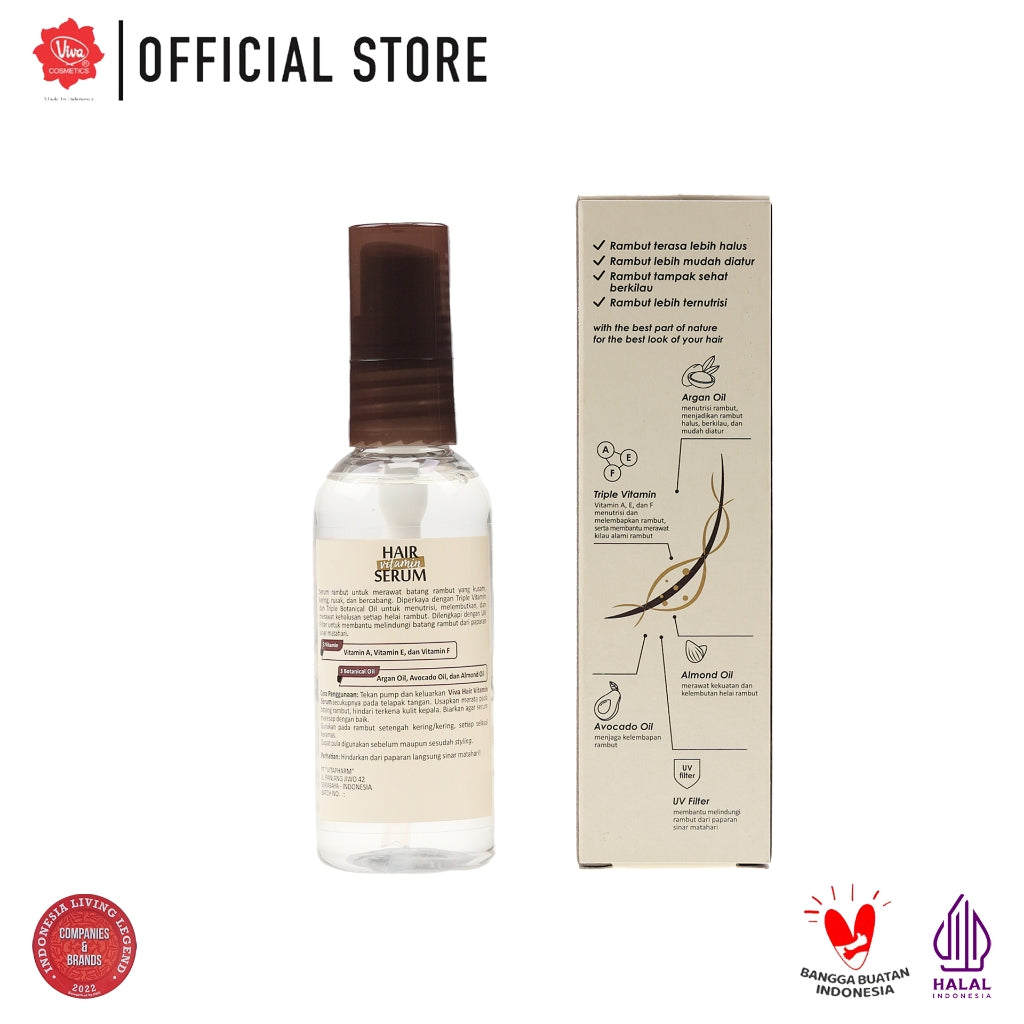 Viva Hair Vitamin Serum with UV Filter, VIT A, E & F, Argan Oil, Avocado Oil & Almond Oil (60 ml)