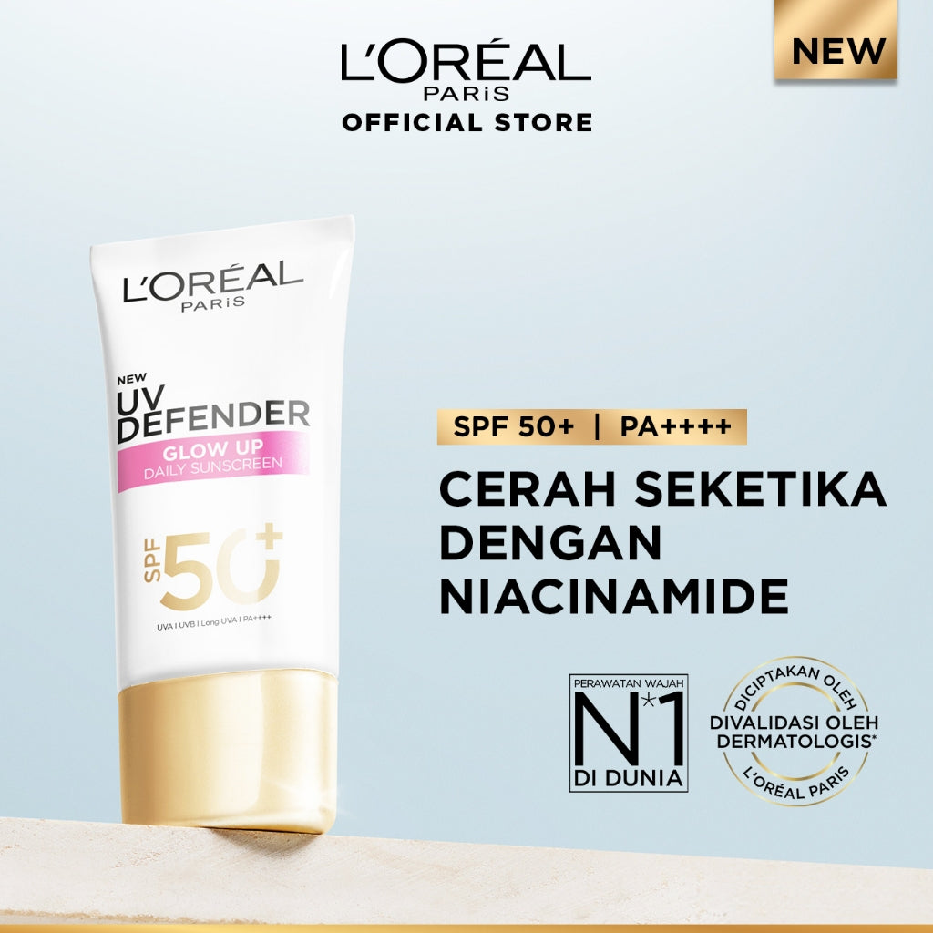 L'Oreal Paris UV Defender Serum Protector Sunscreen SPF 50+ / PA ++++ Skin Care - 50ml (Untuk Mencegah Kulit Tampak Tua 5 Tahun & Melembapkan)
