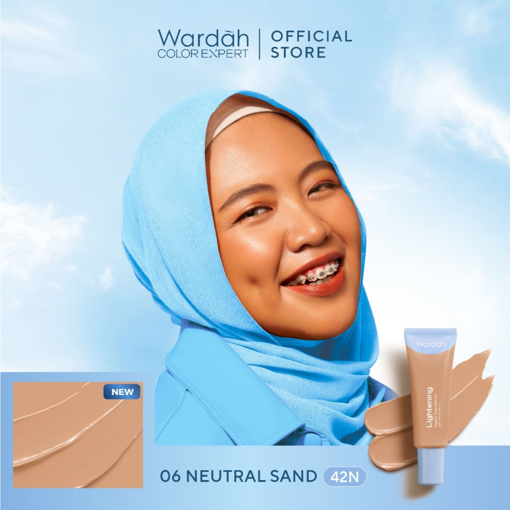 WARDAH Lightening Liquid Foundation 25ml - Base Makeup dengan Skin-Like to High Coverage yang Mengandung SPF 40 PA+++ dan Serum Niacinamide Untuk Hasil Makeup Flawless dan Cerah - Makeup - Foundation - Bedak - Cushion -  Foundation Anti Longsor