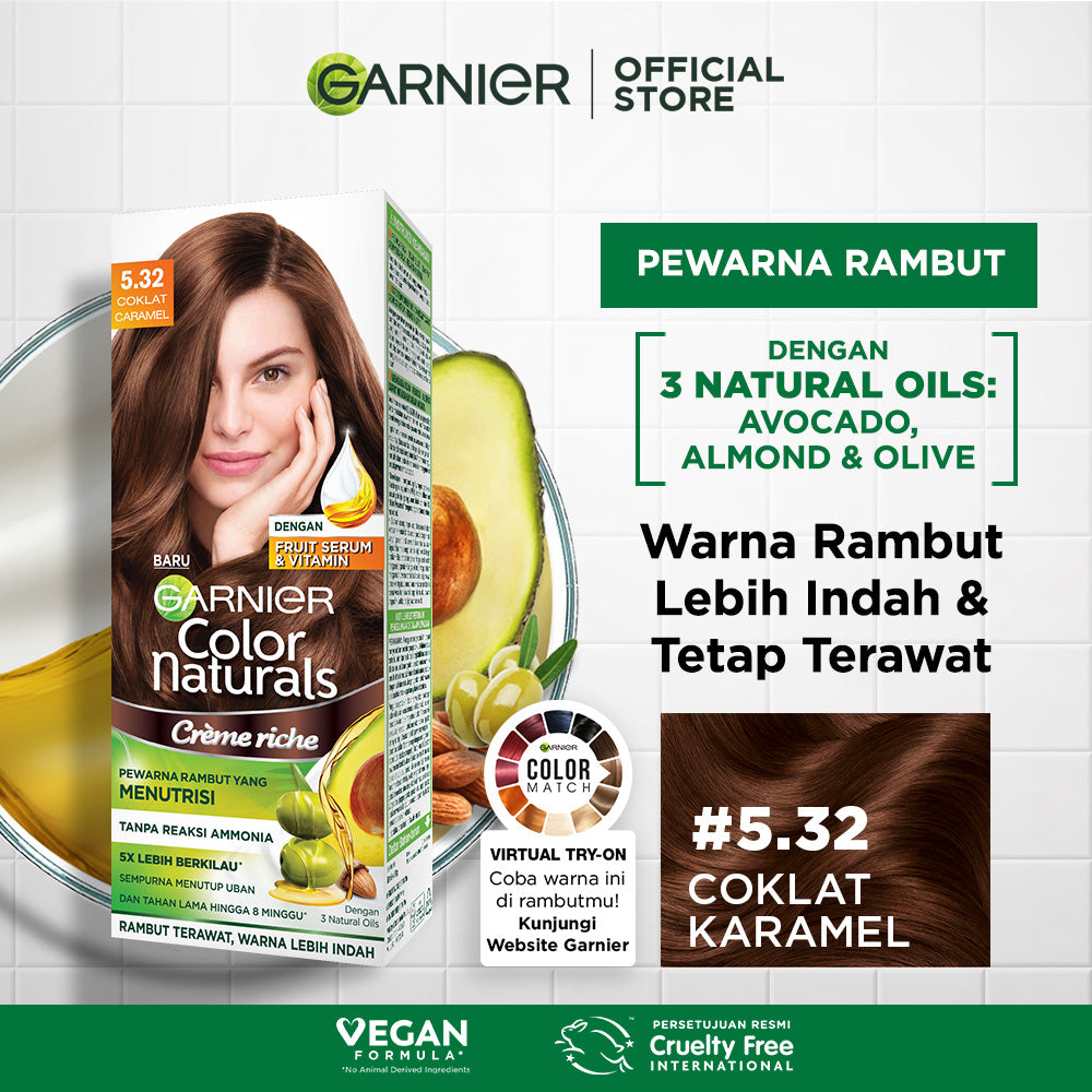 Garnier Color Naturals Creme Riche 5.32 coklat Caramel Big Kit - 105ml