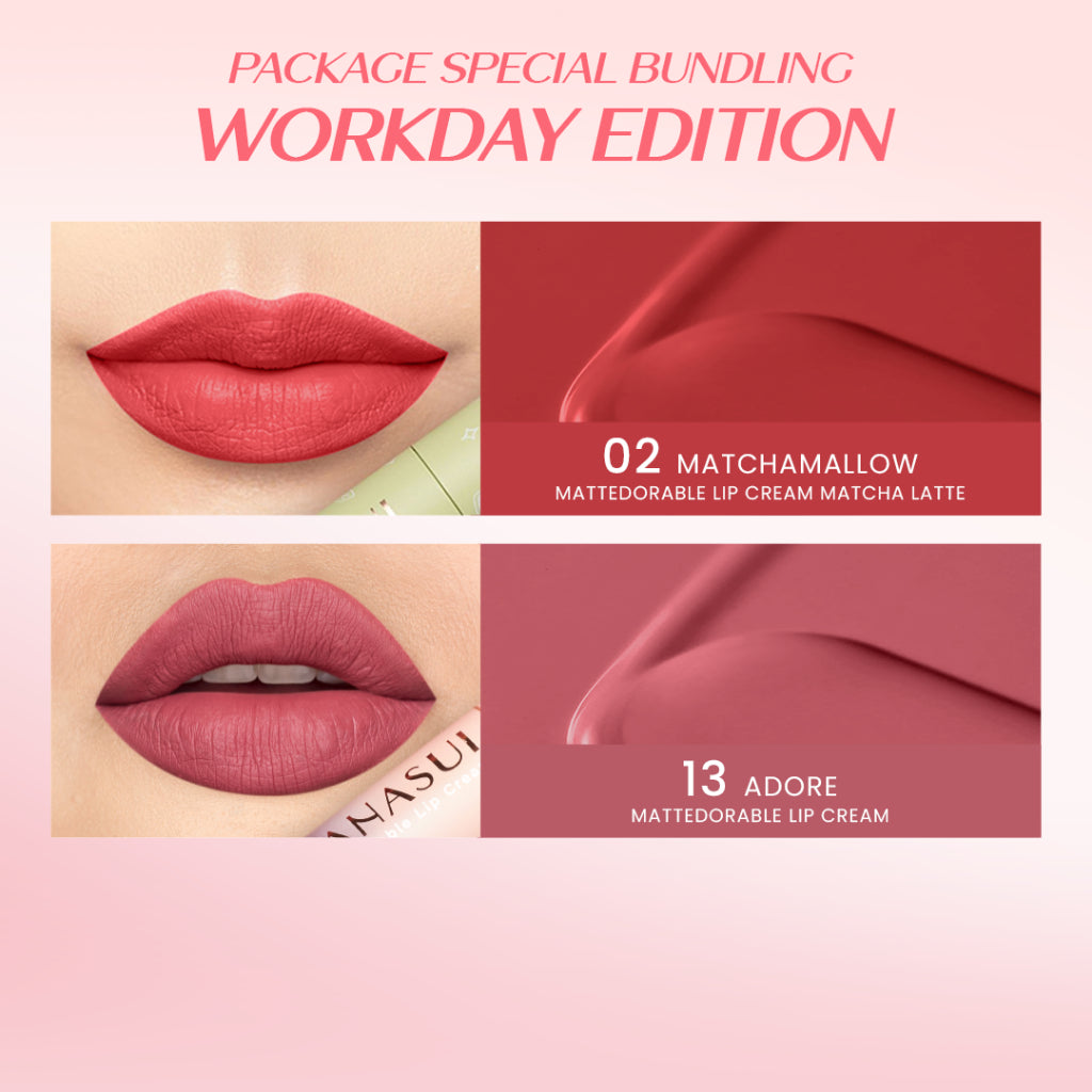 Hanasui Mattedorable Lip Cream - Velvet Matte Finish Melembabkan Ringan Tahan Lama Pigmented Olive Oil Vitamin E