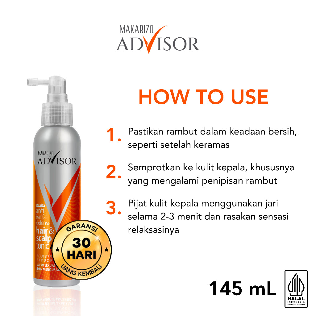 Makarizo Advisor Hair & Scalp Tonic 140 mL & 145mL - 2 in 1 Untuk Rambut Rontok dan Ketombe