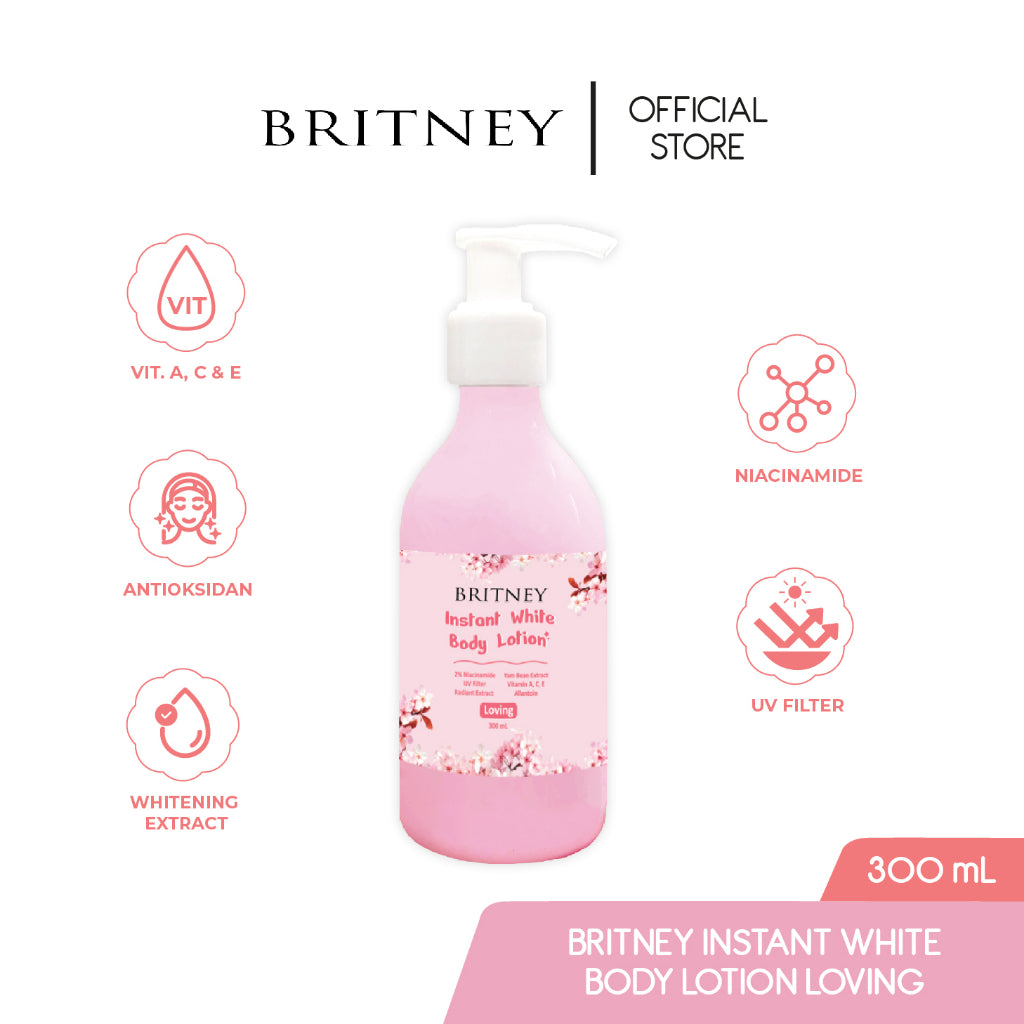Britney Instant White Body Lotion 300 ML / Hand Body Lotion Mencerahkan